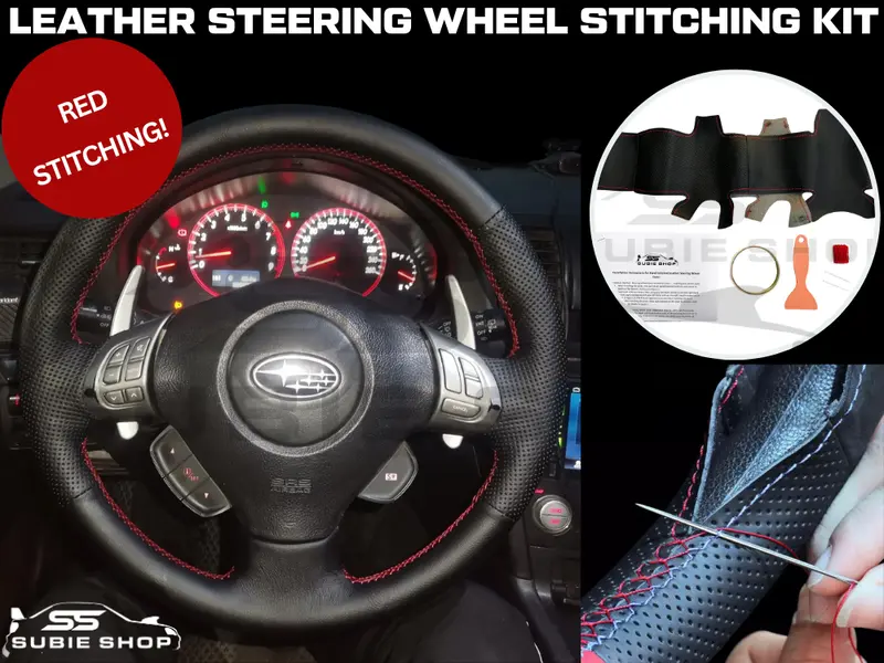 Leather Hand Stitched Steering Wheel Kit For Subaru Impreza Wrx Forester Liberty 1