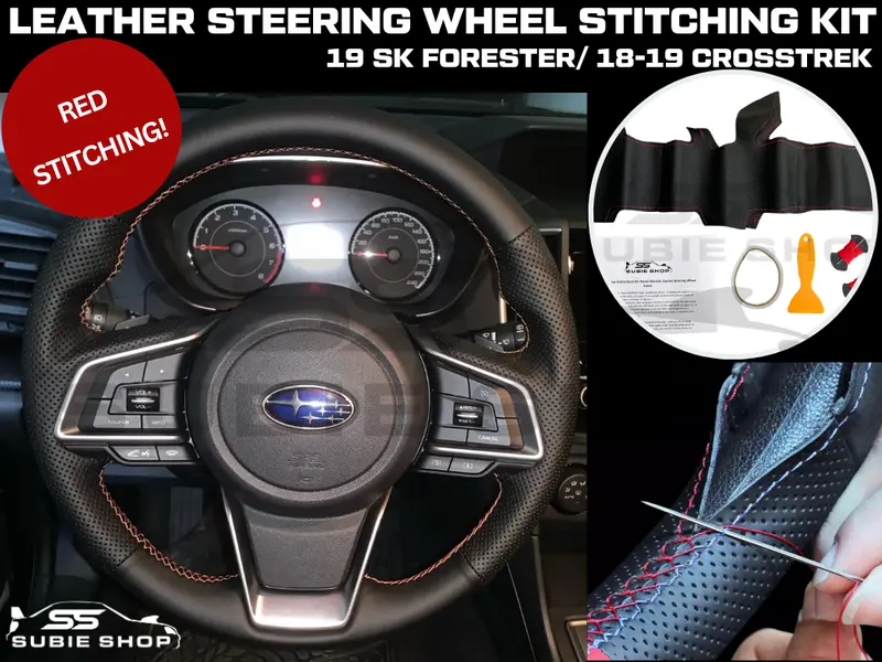 Leather Hand Stitched Steering Wheel Kit For Subaru Sk Forester/ 18-19 Crosstrek 1