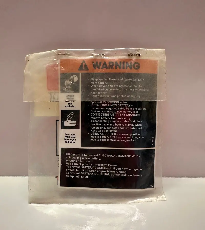 Lincoln (9Ss17851 / S17851) 3 5/8" X 4 3/4" Oem Battery Warning Decal Sticker 1