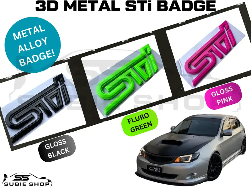 Metal 'Sti' Rear Tailgate Decal Badge Emblem For Subaru Impreza Wrx Sti / Brz + 1