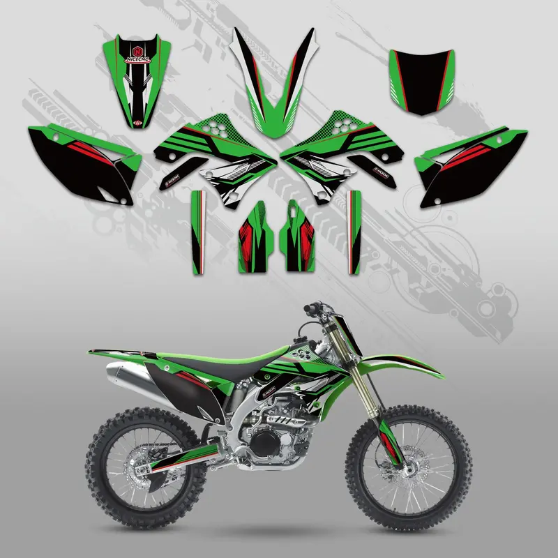 Motorcycle Full Graphics Decals Stickers Kit For Kawasaki Kxf450 2009-2011 1
