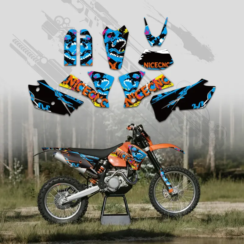 Motorcycle Full Graphics Decals Stickers Kit For Ktm Exc 2004 3