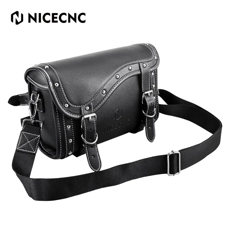 Motorcycle Handlebar Bag With Straps & Protecting Cover Pu Leather 1