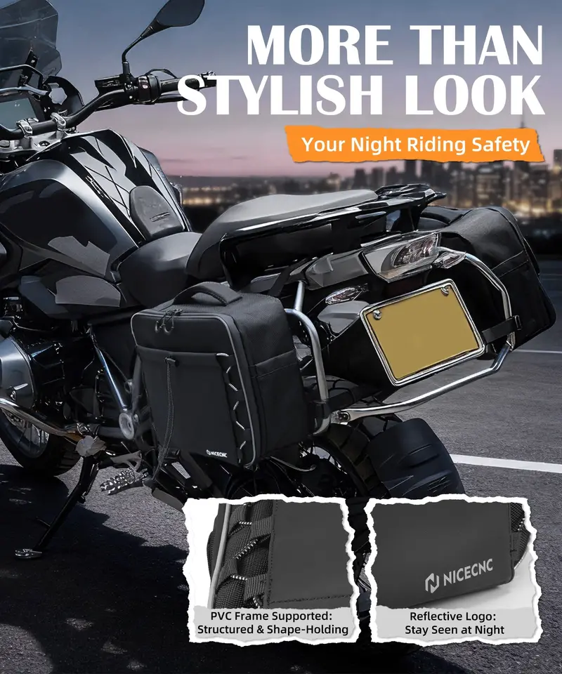 Motorcycle Rear Seat 30L Panniers Side Luggage Throw Over Saddle Bags 2