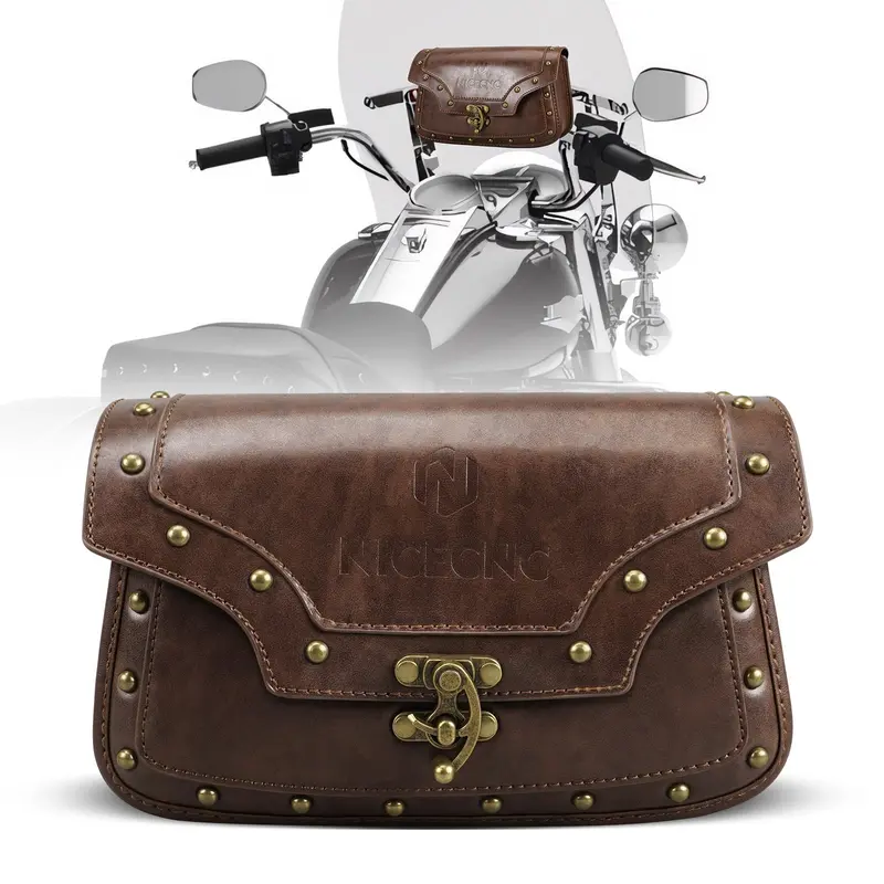 Motorcycle Windshield Bag Vintage Crocodile Texture Pu Leather For Harley Davidson Road King 1995-2024 Softail 1