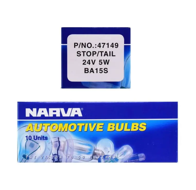 Narva 47149 24V 5W Ba15s Stop/Tail Incandescent Globes - Box Of 10 1