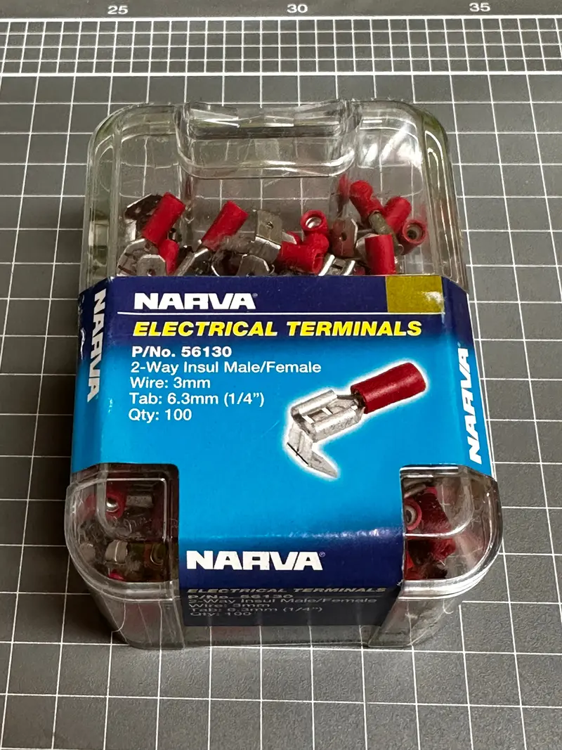 Narva 6.3 X 0.8Mm 56130 Male/Female Connector (Red) 100Pk 1