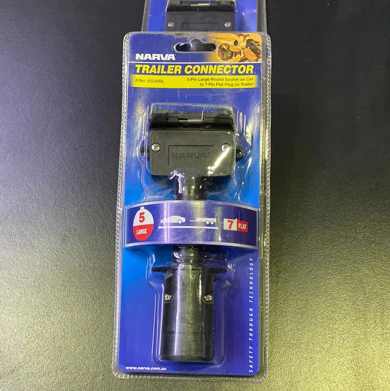 Narva 82240Bl 5 Pin Large Round Socket On Car To 7 Pin Flat Plug On Trailer 1