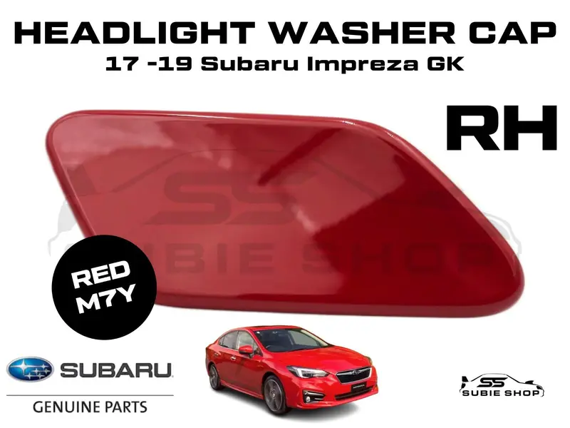New Genuine Headlight Washer Cap Cover 17 -19 Subaru Impreza Gk Red M7y Right 1