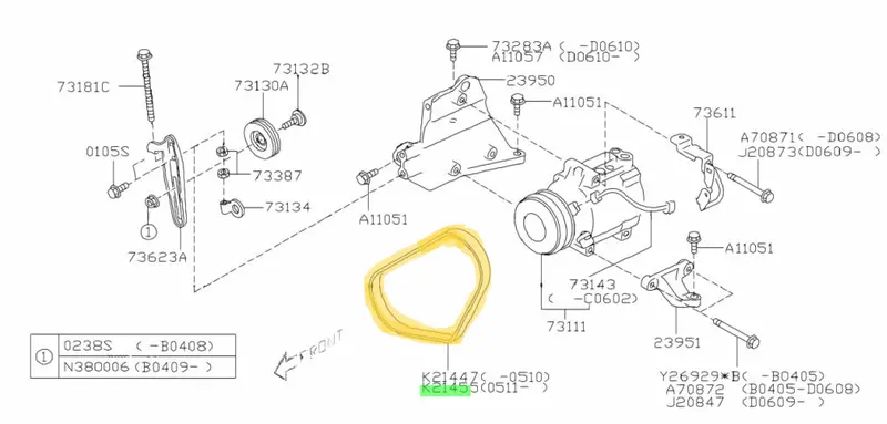 New Genuine Oem Subaru Outback Ej25 2003 - 2009 Ac Air Con Conditioning Belt 2