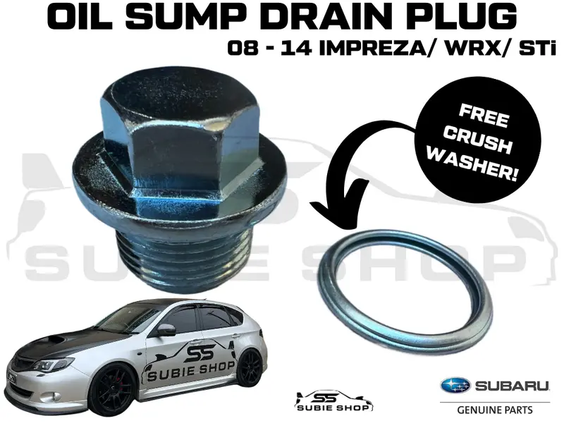 New Genuine Subaru Impreza Gh G3 Wrx Sti 08 - 14 Sump Drain Plug + Crush Washer 1