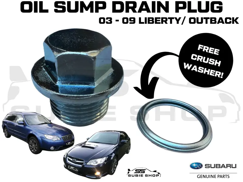 New Genuine Subaru Liberty Outback Ej H6 03 - 09 Sump Drain Plug + Crush Washer 1