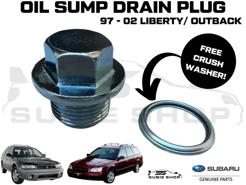 New Genuine Subaru Liberty Outback Ej H6 97 - 02 Sump Drain Plug + Crush Washer 1