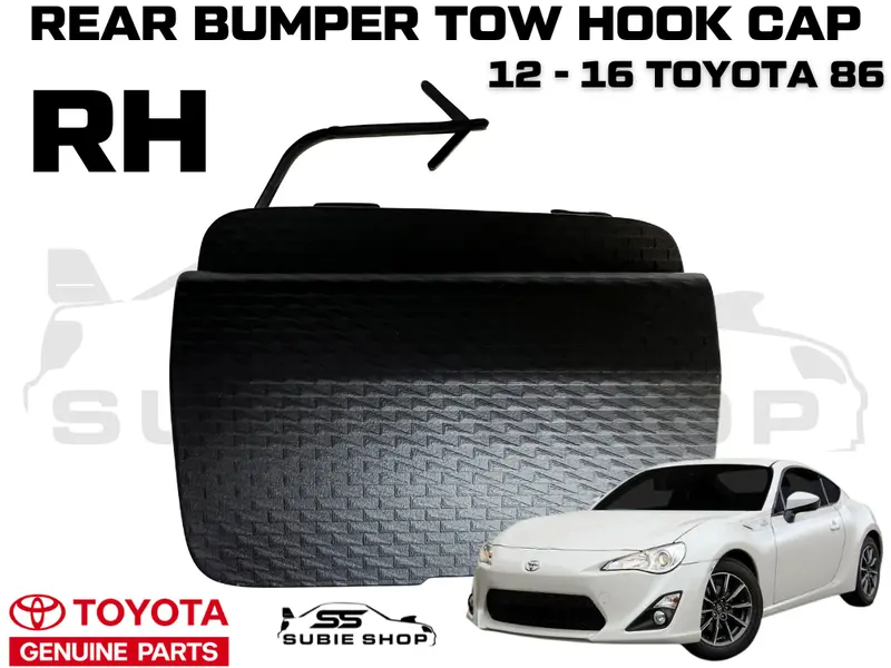 New Genuine Toyota 86 12 -16 Rear Bumper Bar Tow Hook Cap Cover Matt Black Right 1