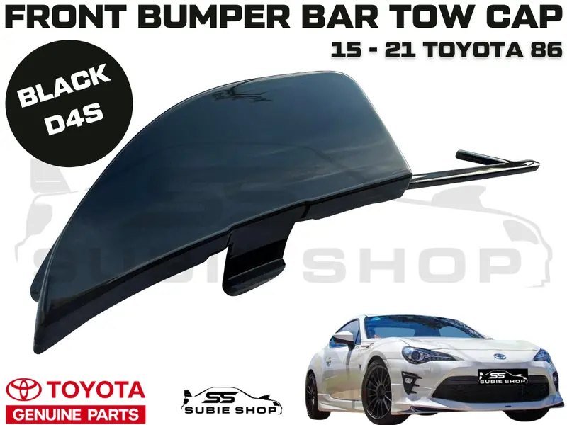 New Genuine Toyota 86 2015 - 21 Front Bumper Bar Tow Hook Cap Cover Black D4s 1