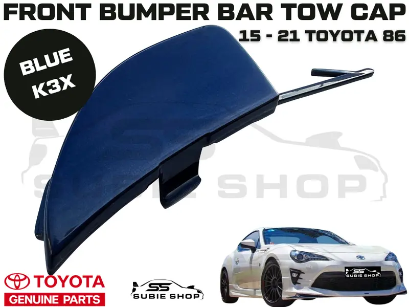 New Genuine Toyota 86 2015 - 21 Front Bumper Bar Tow Hook Cap Cover Blue K3x 1
