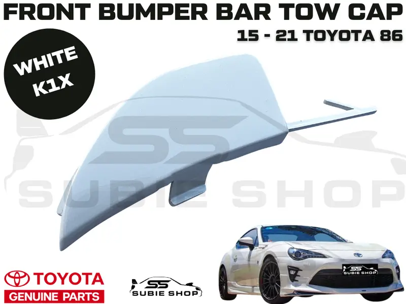 New Genuine Toyota 86 2015 - 21 Front Bumper Bar Tow Hook Cap Cover White K1x 1