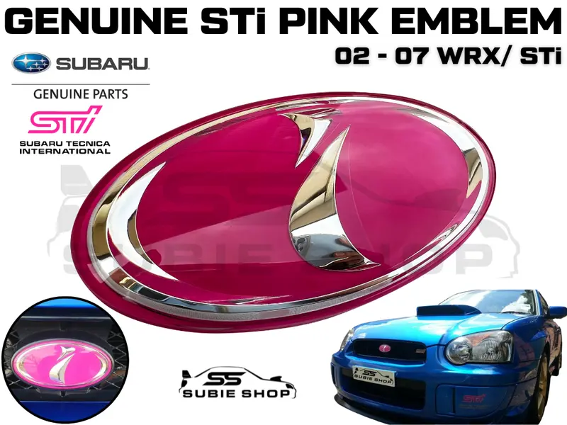 New Oem Genuine Jdm Subaru Impreza Wrx Sti 02-07 Pink Front Grille Badge Emblem 1