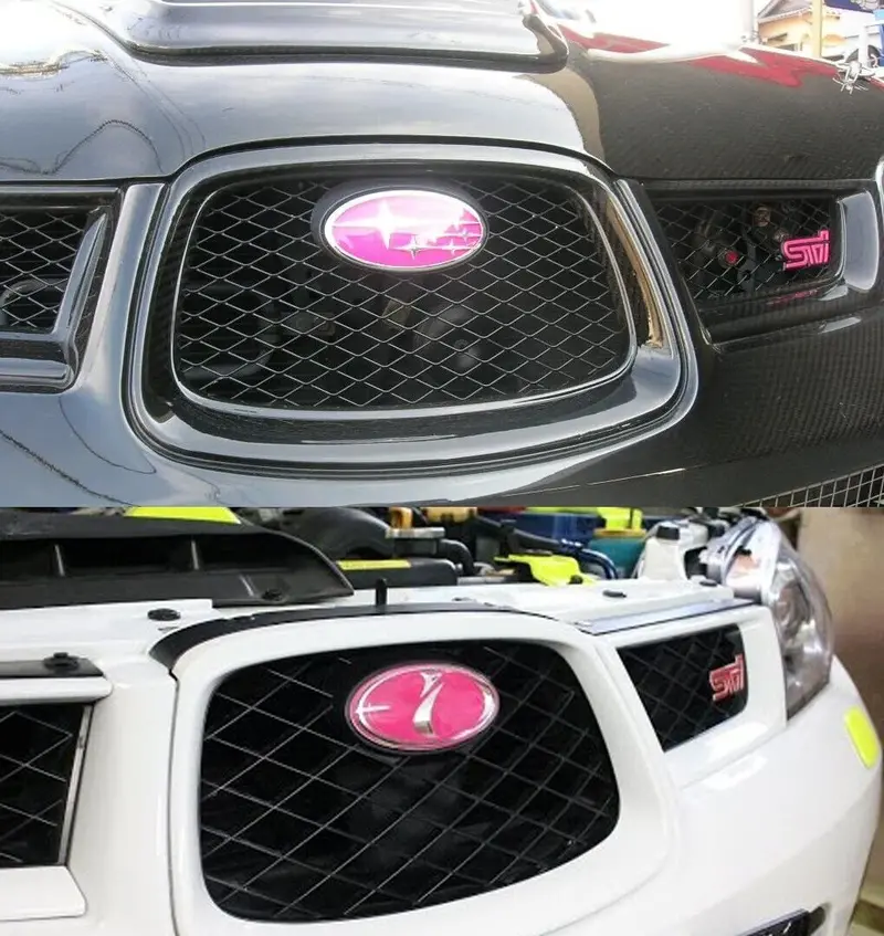 New Oem Genuine Jdm Subaru Impreza Wrx Sti 02-07 Pink Front Grille Badge Emblem 2