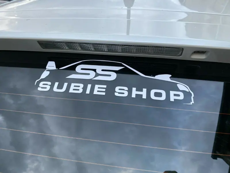 Official Subie Shop Exterior Panel Window Vinyl Decal Sticker For Subaru Jdm Wht 1