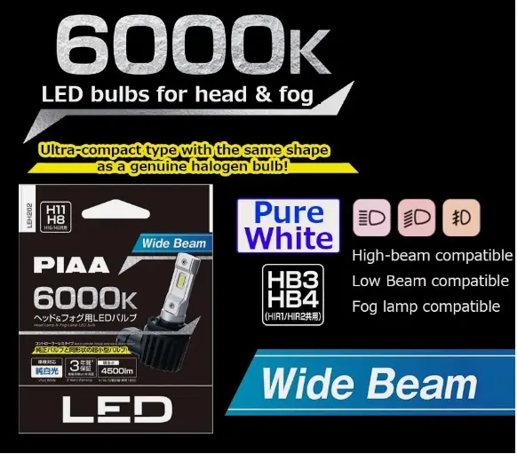Piaa Led Bulb Leh262 H8/H9/H11/H16 12V 17W 6000K 4500Lm 1