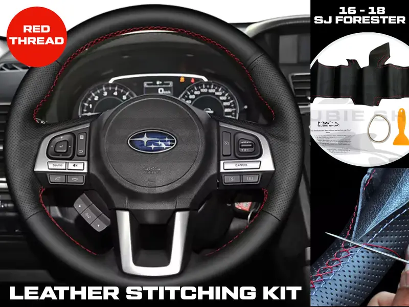 Quality Leather Hand Stitched Steering Wheel Kit For Subaru Sj Forester 2016-19 1