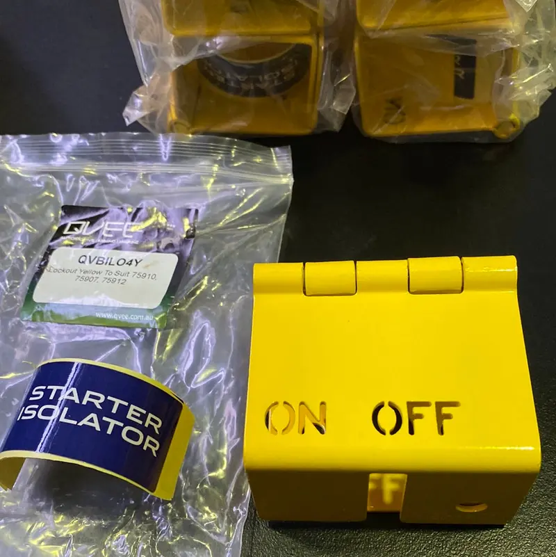 Qvee Qvbilo4y Battery Isolator Lockout Bracket - Yellow, Heavy Duty 1
