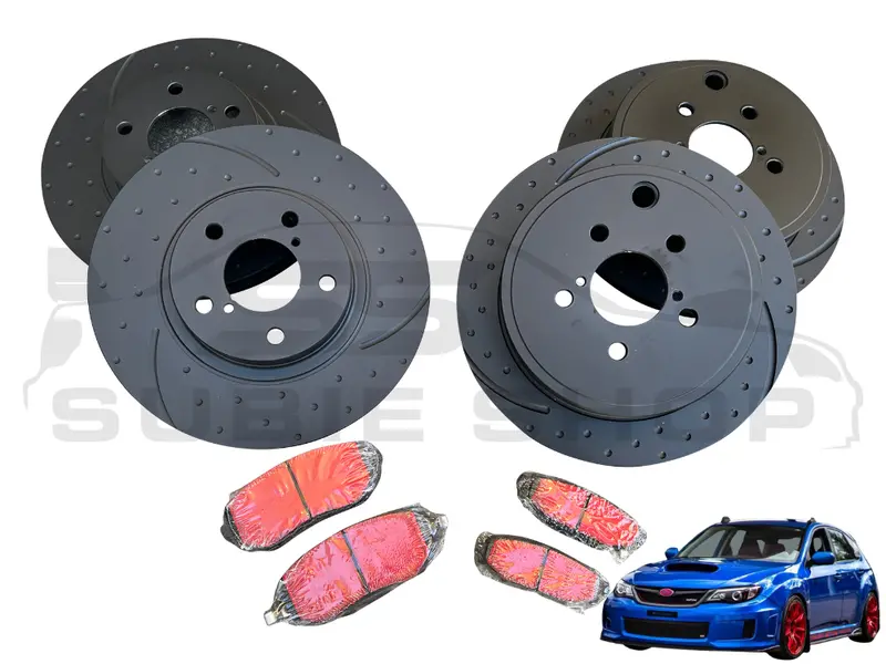Rda Slotted & Dimpled Brake Rotors & Pads Upgrade 08 - 14 Subaru Impreza G3 Wrx 1