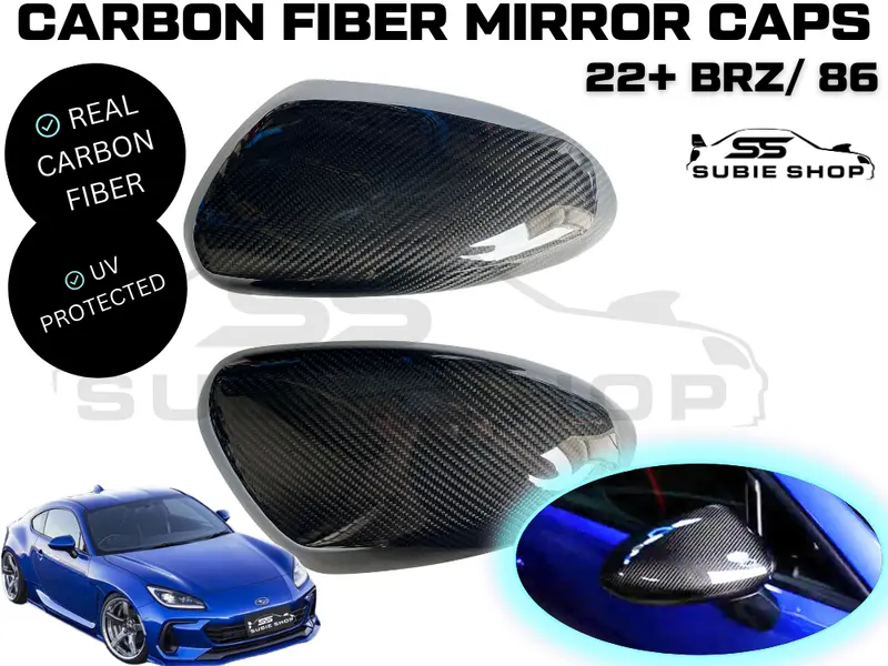 Real Carbon Fiber Side Mirror Covers Caps Overlays For 22+ Subaru Brz Toyota 86 1