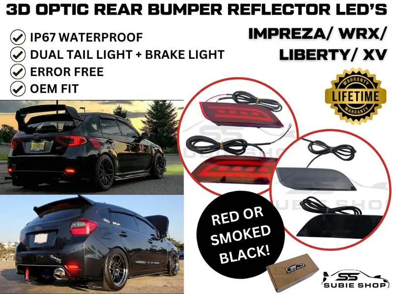 Rear Bumper Reflector Led Fog Tail & Brake Lights For Impreza Wrx Liberty Xv Etc 1