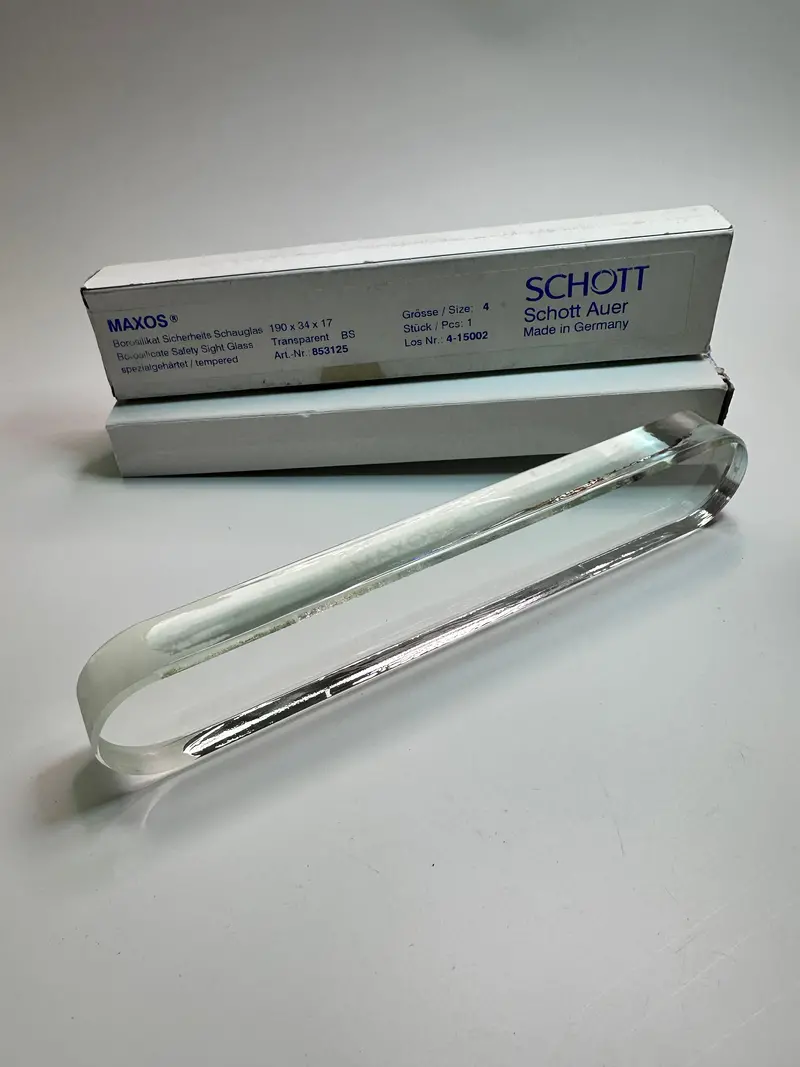 Schott Size 4 Maxos 4-15002 High Pressure Transparent Flat Glass 190X34x17mm 1