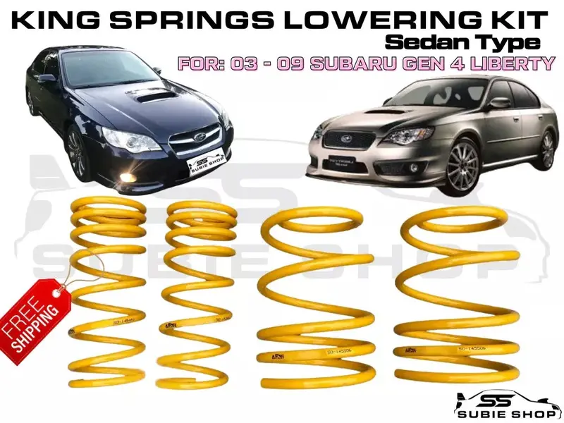 Set Front + Rear Lowered Coil King Springs For 03 - 09 Subaru Liberty Gen4 / Gt 1