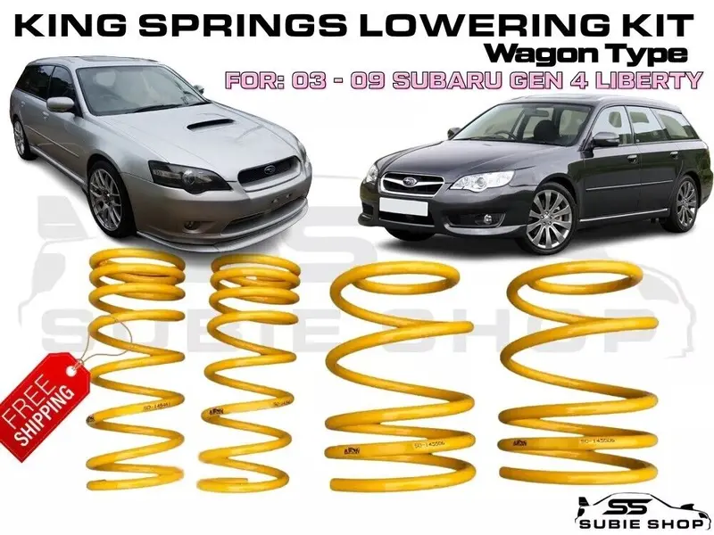 Set Front + Rear Lowered Coil King Springs For 03 - 09 Subaru Liberty Gen4 / Gt 1