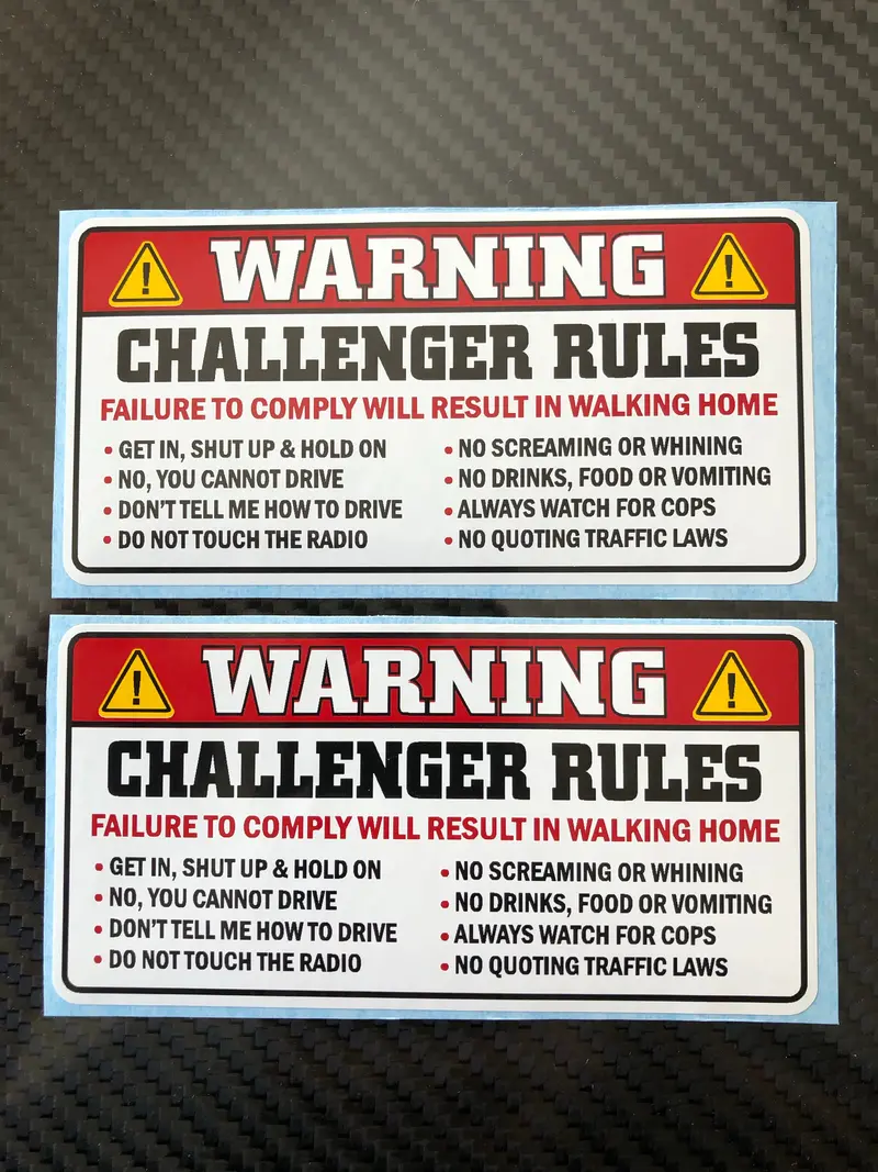 Set Of Two Sun Visor Warning Stickers 1