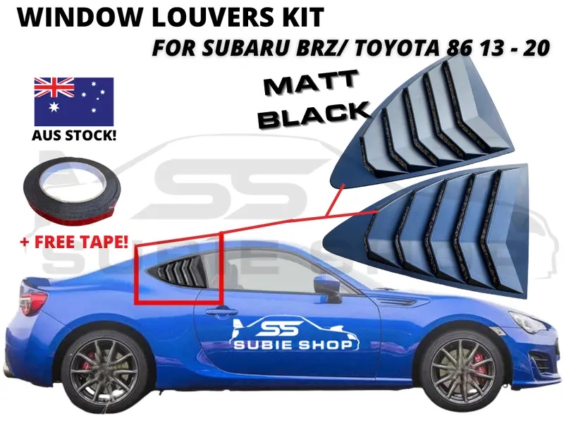 Side Rear Window Louvers Pair Trim For 13 - 20 Subaru Brz Toyota 86 Matt Black 1