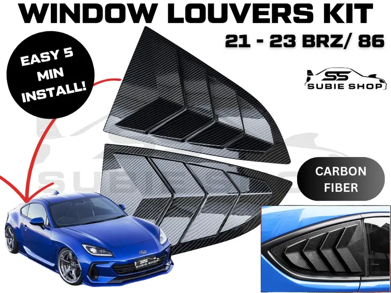 Side Rear Window Louvers Pair Trim For 21 - 23 Subaru Brz Toyota 86 Carbon Fiber 1