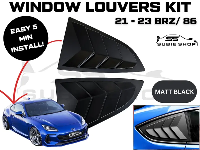 Side Rear Window Louvers Pair Trim For 21 - 23 Subaru Brz Toyota 86 Matt Black 1