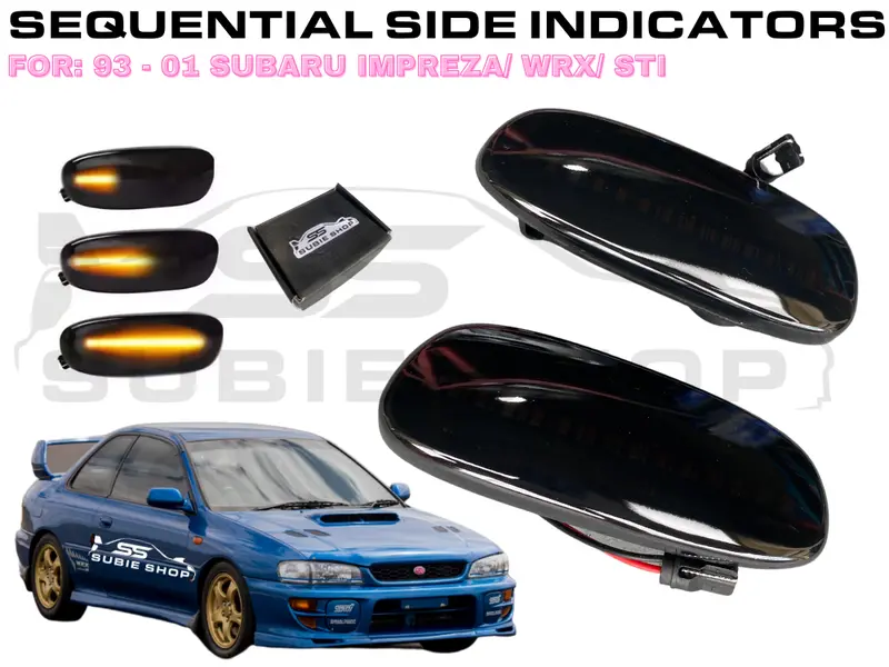 Smoked Black Lens Sequential Fender Side Indicators For 93-01 Subaru Impreza Wrx 1