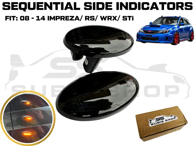Smoked Black Sequential Fender Side Indicators For 08 - 14 Subaru Impreza Rs Wrx 1