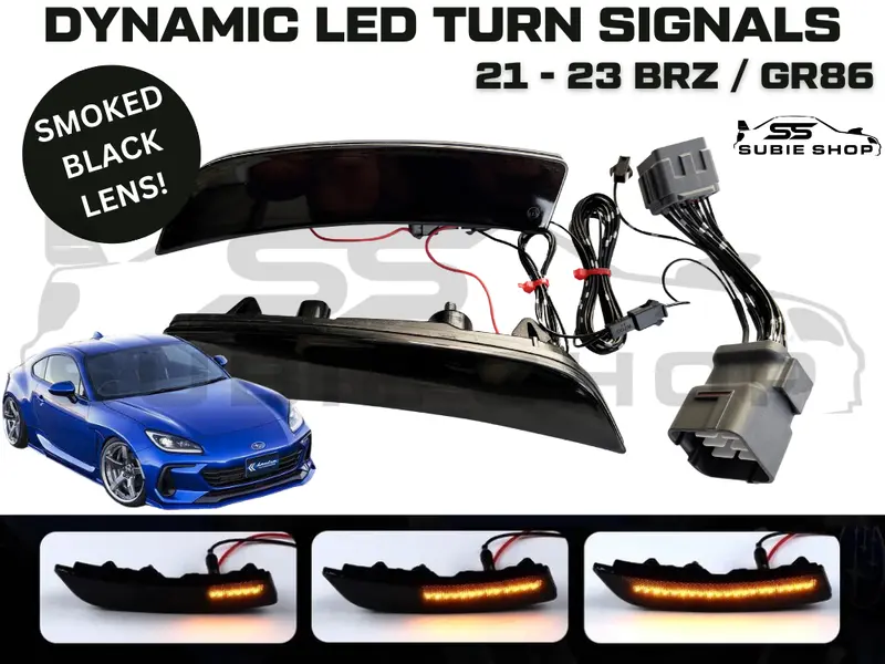 Smoked Black Sequential Side Bumper Led Indicators For 22 + Subaru Brz Toyota 86 1