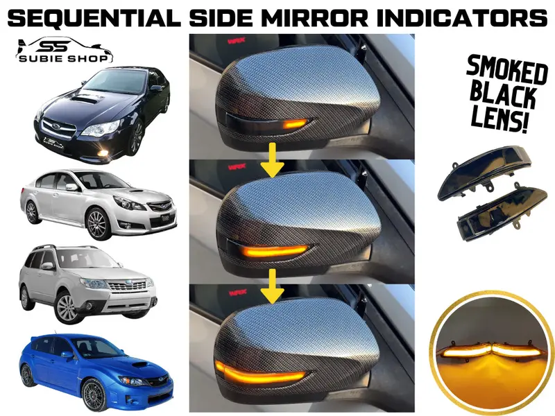 Smoked Black Sequential Side Mirror Indicators For Subaru Liberty Forester Outback 1