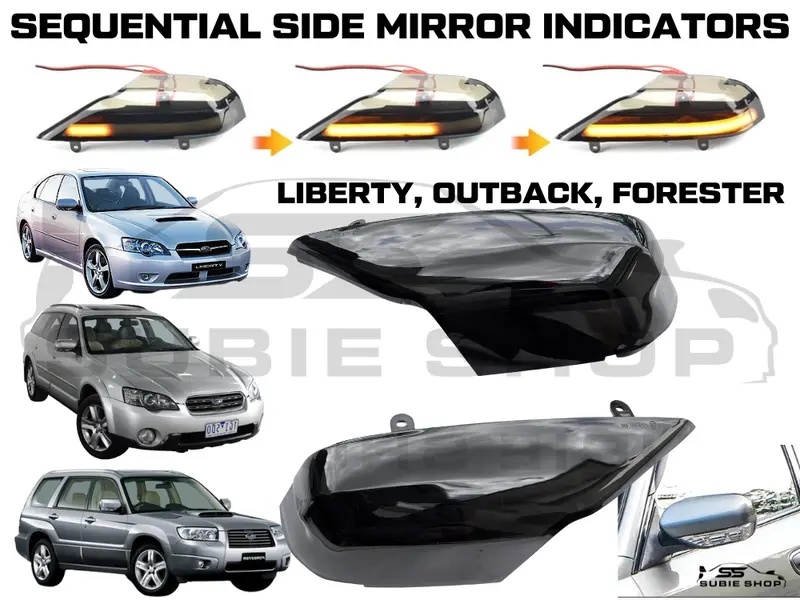 Smoked Black Sequential Side Mirror Indicators For Subaru Liberty Outbk Forester 1