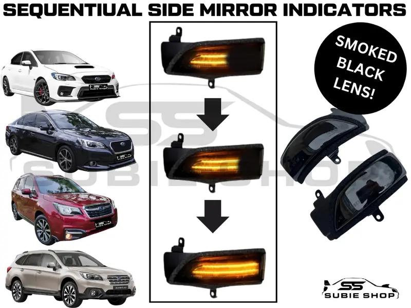 Smoked Blk Sequential Side Mirror Indicators For Subaru Impreza Liberty Forester 1