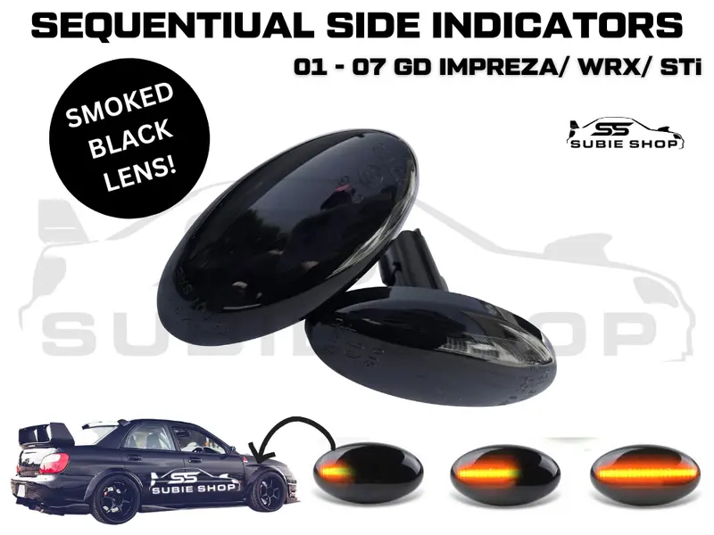 Smoked Lens Sequential Fender Side Indicators For 01 - 07 Subaru Impreza Rs Wrx 1