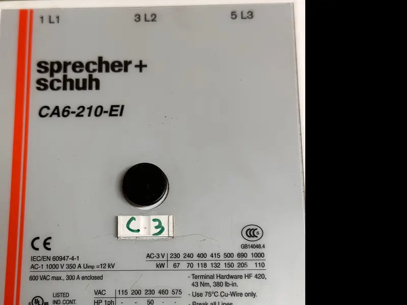 Sprecher+Schuh Ca6-210-Ei-11-24 Contactor 1
