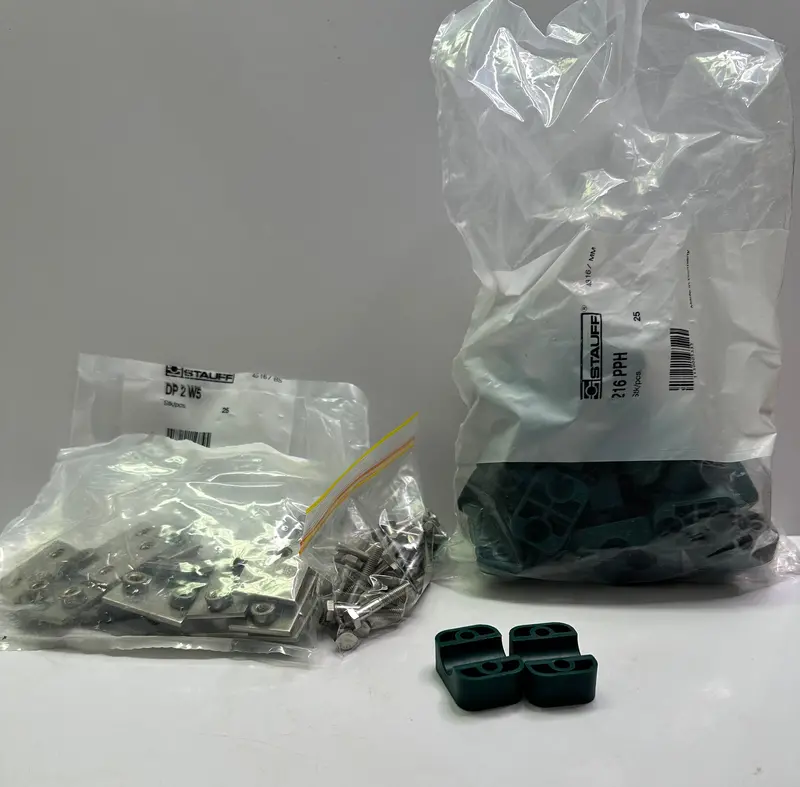 Stauff Sp-216-Pp-H-Dp-As-M-W5 Clamp Assembly Standard Series Size 2 Ø16mm Polypropylene W5 Weld Plate Cover Plate, Hex Head Bolt Smooth 1110015533 1