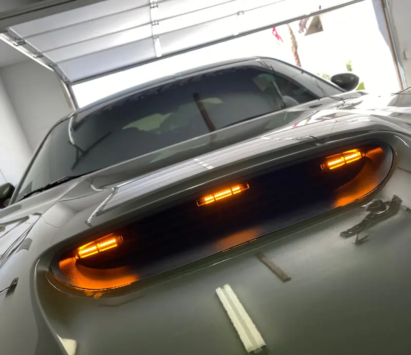 Stock Trx Style Challenger / Charger / Durango / Ram Hood Grill Clearance Amber Lights 1