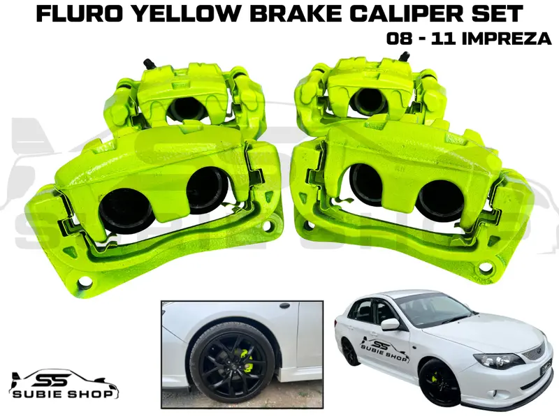 Subaru Impreza Rs 08 - 11 Gh G3 Painted Fluro Yellow Sti Type Brake Calipers Set 1
