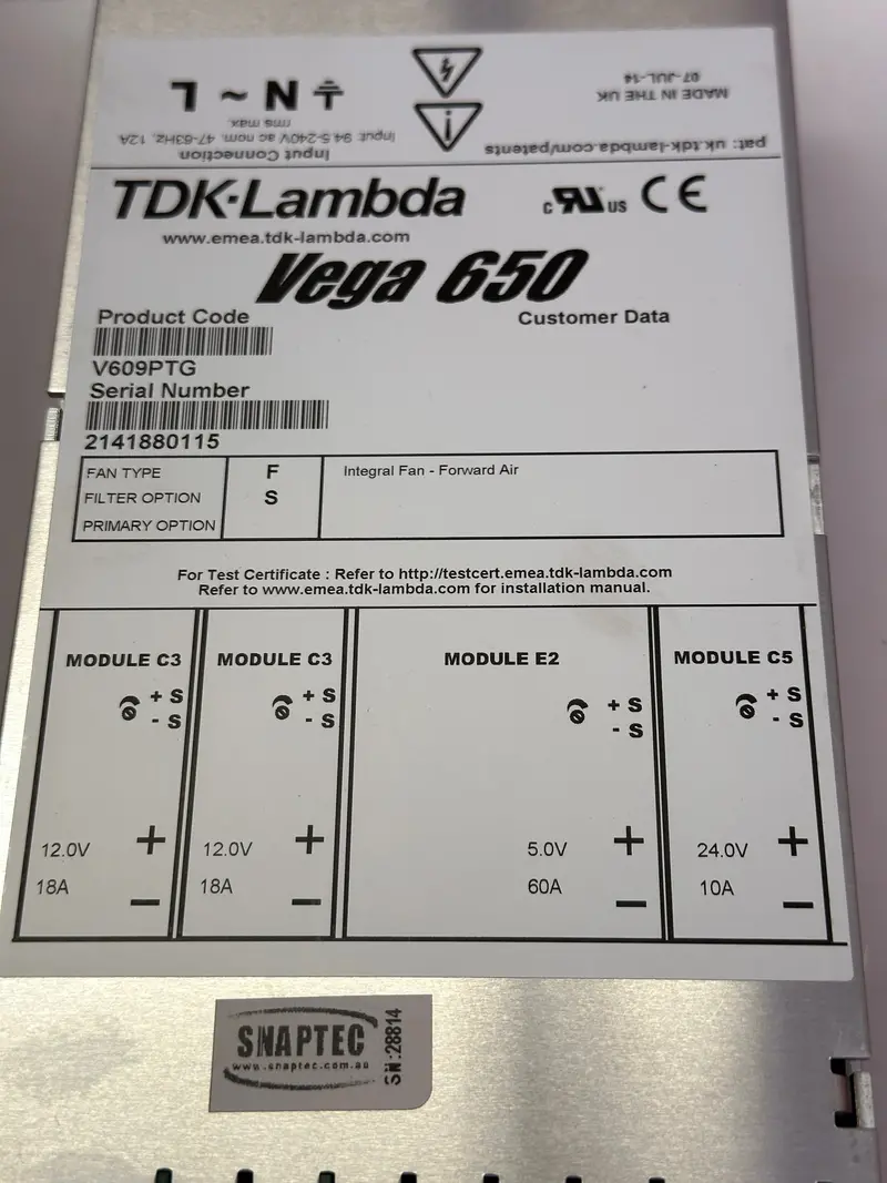 Tdk-Lambda Vega 650 Switching Modular Power Supply V609ptg 2