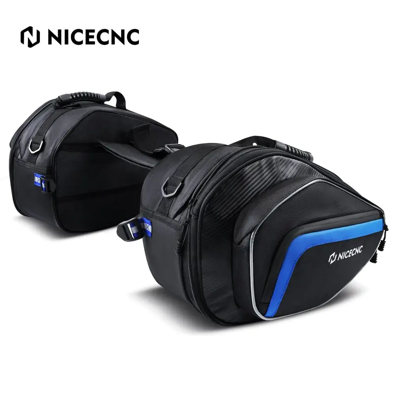 Universal Pair Motorcycle Saddle Bags 50L Travel Tank Luggage Bag Quick Detach 1
